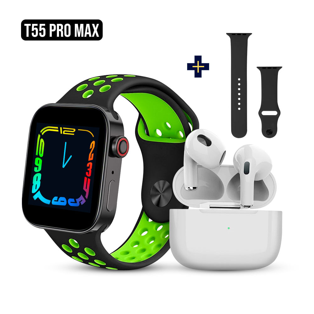 Smartwatch T55 PRO MAX Realiza llamadas Audífonos Bluetooth Verde