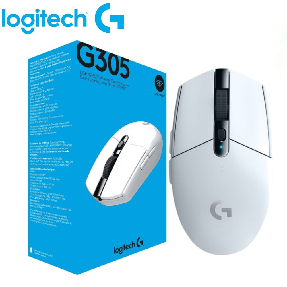 Mouse Gamer Logitech G305 LightSpeed Blanco Wireless Optico 910-005289