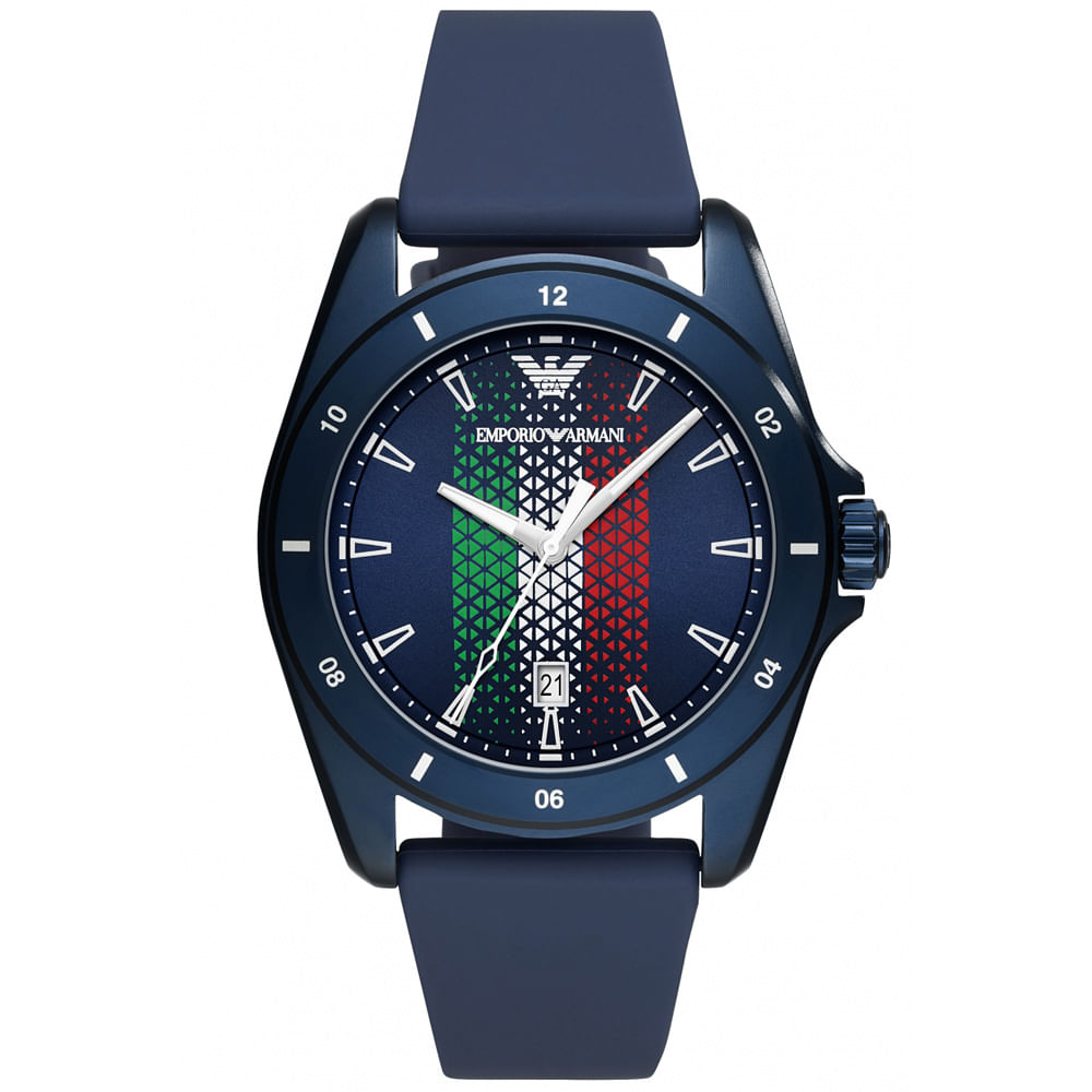 Reloj Emporio Armani Sigma Italia AR11263 Para Hombre Fecha Correa de Silicona Azul