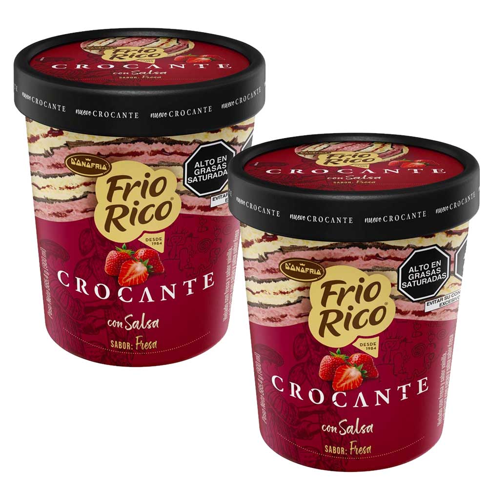Pack Helado D'ONOFRIO Frio Rico Crocante Fresa Pote 900ml x 2un