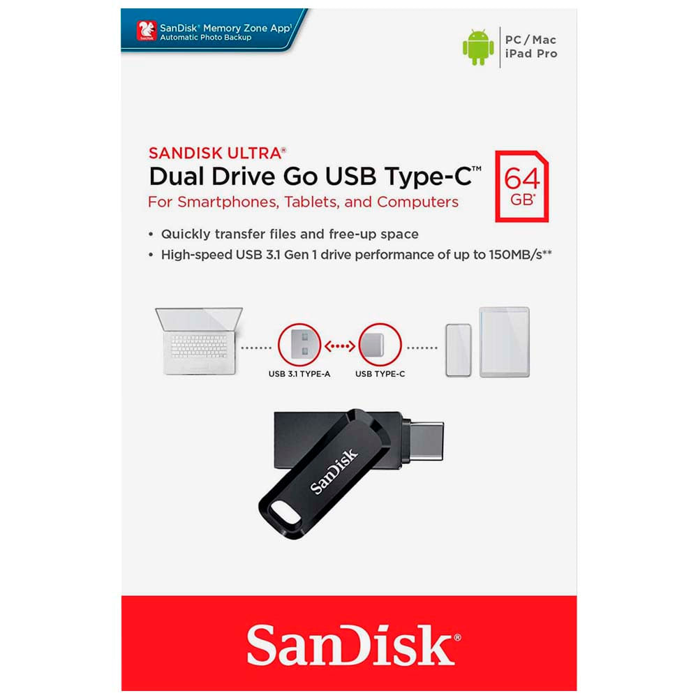 Memoria USB SANDISK UltraDual Drivego Tipo C 64GB