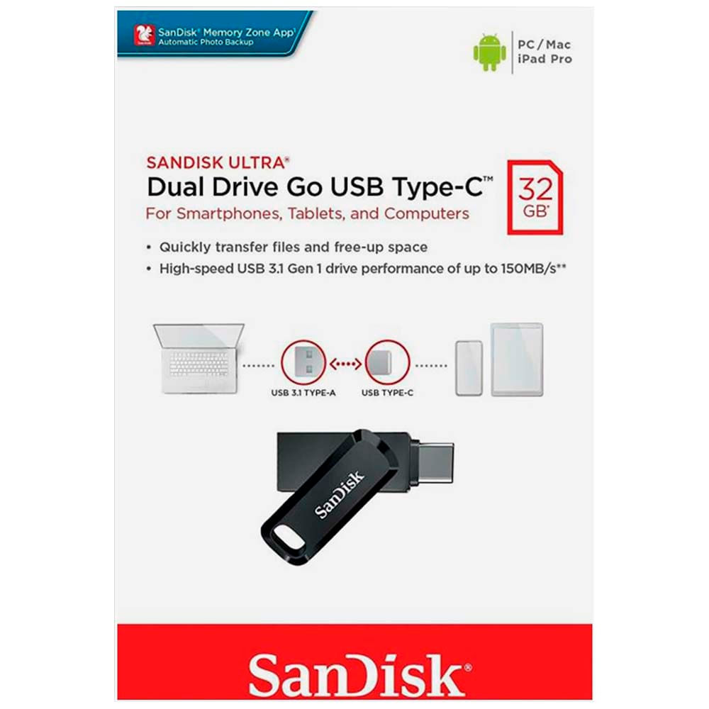 Memoria USB SANDISK UltraDual Drivego Tipo C 32GB