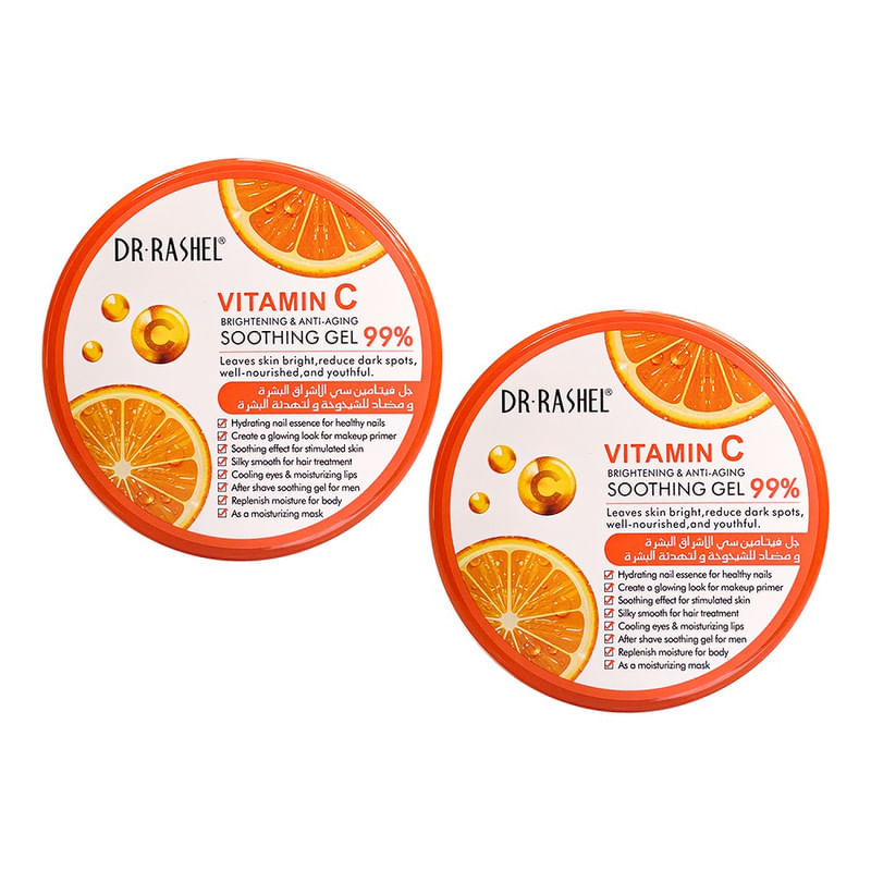 Vitamina c Gel Calmante Iluminador y Antienvejecimiento 99% Dr Rashel 300 Gramos 2 Unidades
