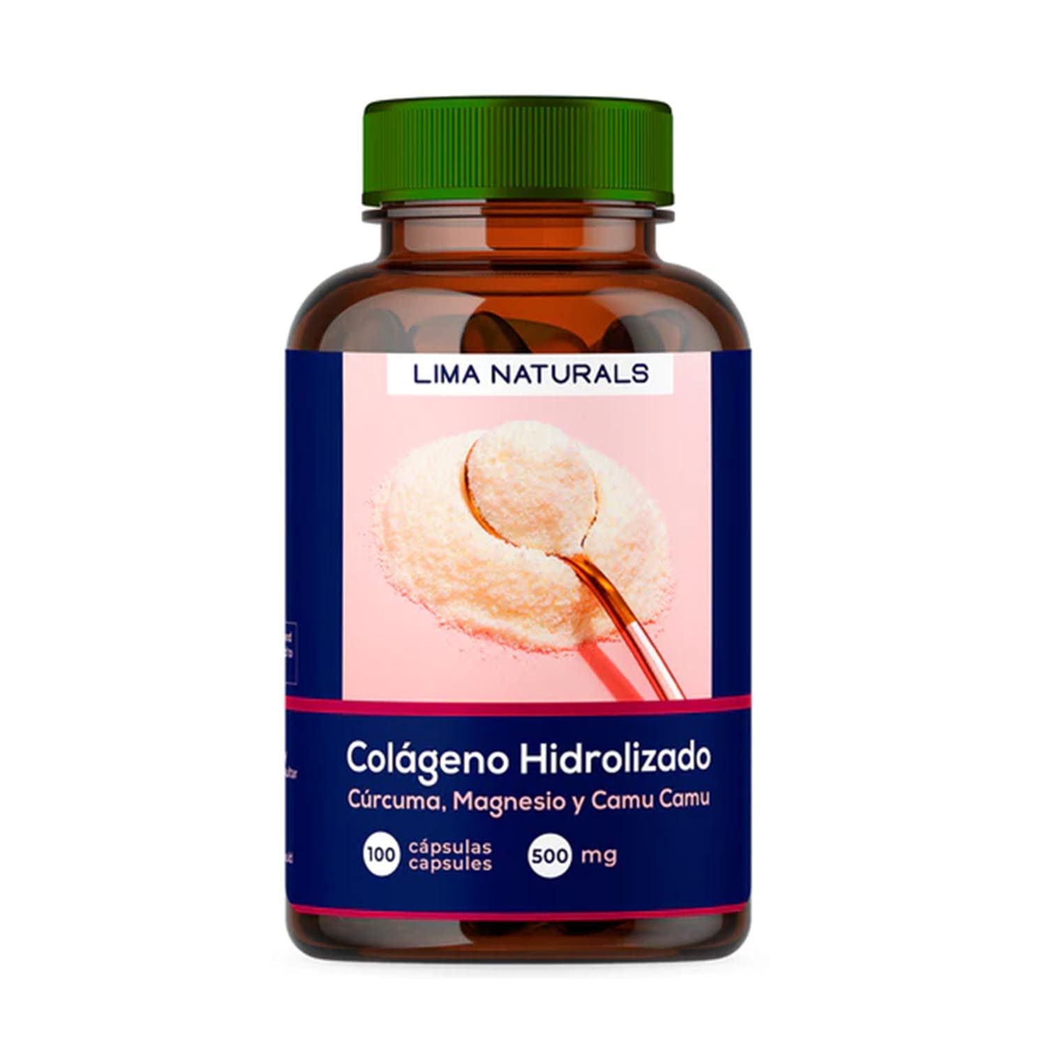 Colágeno Hidrolizado, Cúrcuma, Magnesio & Camu Camu Lima Naturals 100 cápsulas