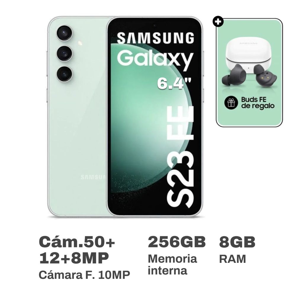 Celular Samsung Galaxy S23 FE 6.4" 8GB RAM 256GB Menta + Buds FE Black