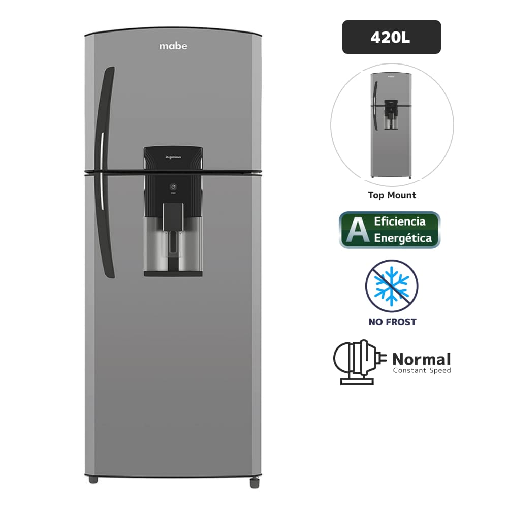 Refrigeradora MABE 420L No Frost RMP425FJPT Platinum