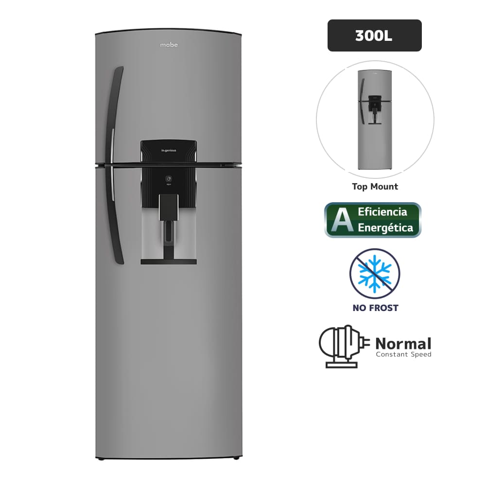 Refrigeradora MABE 300L No Frost RMA305FWPT Platinum