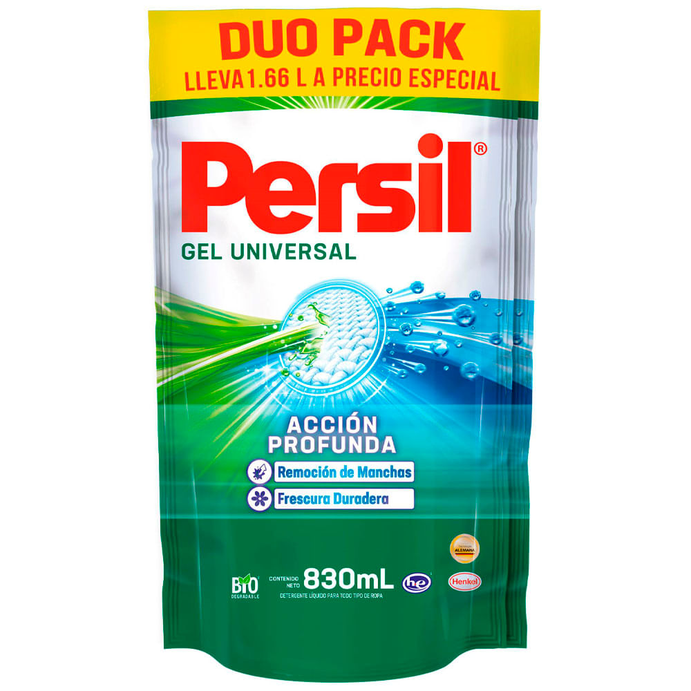 Detergente Líquido PERSIL Gel Universal 830ml Pack 2un
