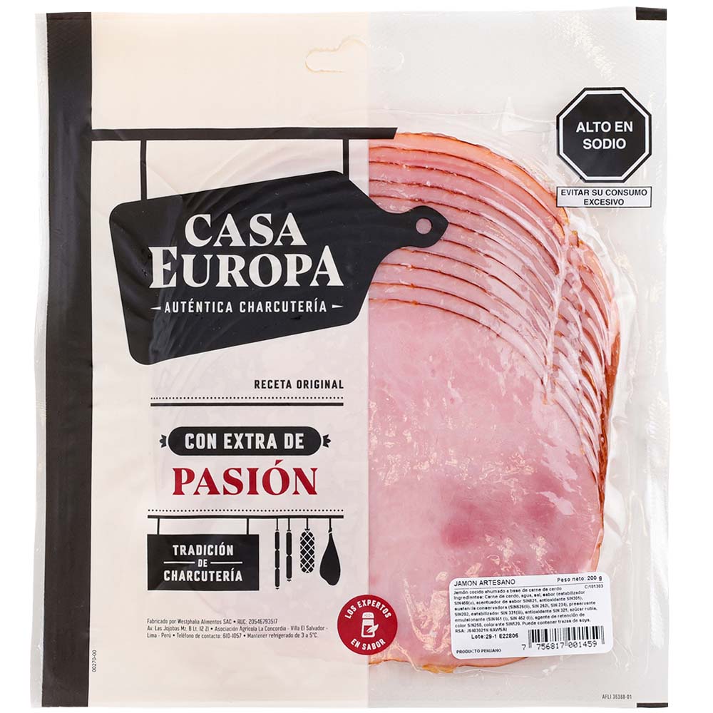 Jamón Artesano CASA EUROPA Paquete 200g