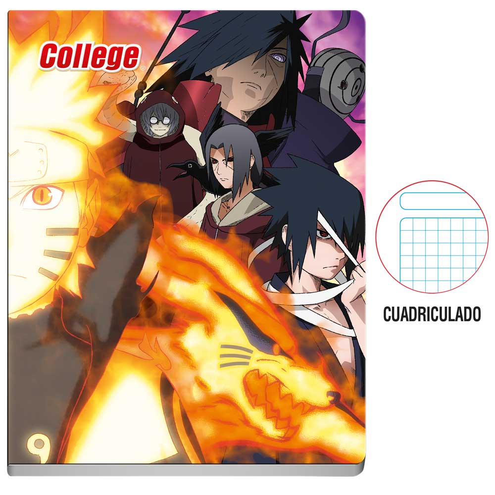 Cuaderno Deluxe Grapados COLLEGE Cuadriculado 80hj Naruto (Modelos Aleatorios)