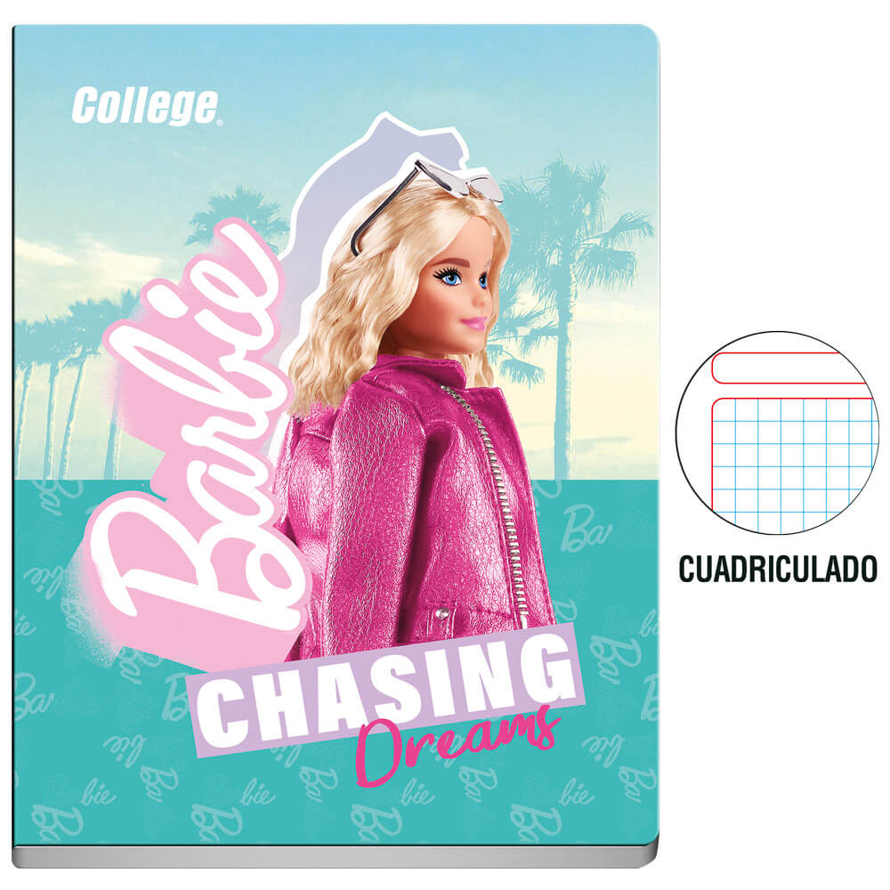 Cuaderno Deluxe Grapados COLLEGE Cuadriculado 80hj Barbie (Modelos Aleatorios)