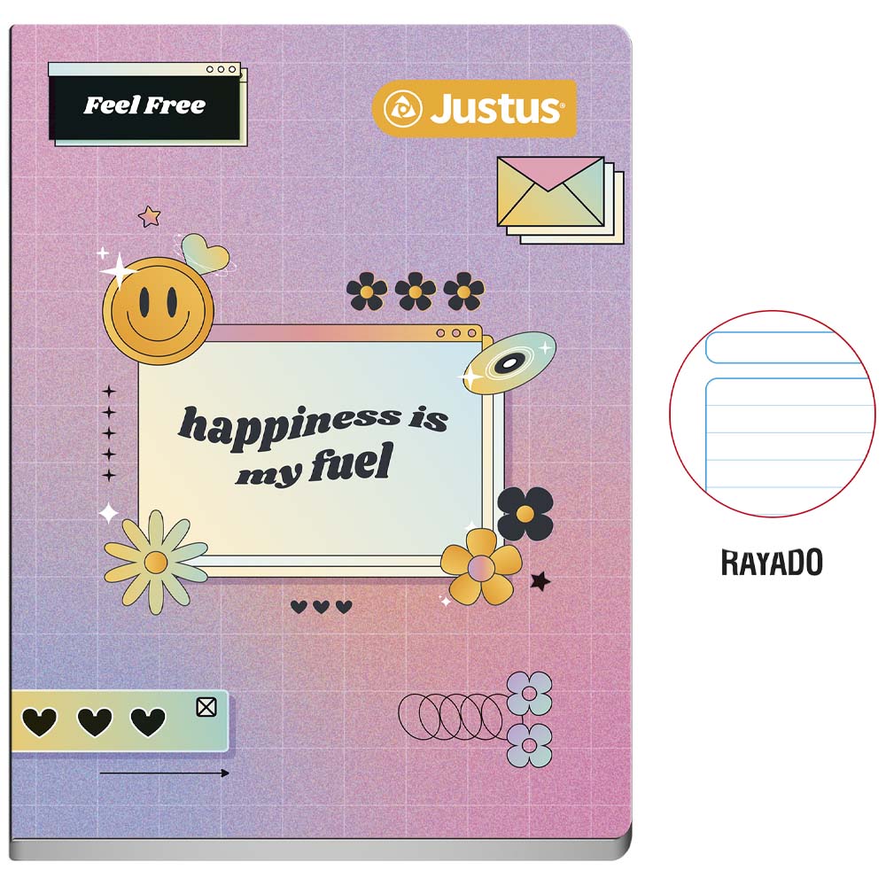Cuaderno Deluxe Grapados JUSTUS Rayado 80hj Diseño (Modelos Aleatorios)
