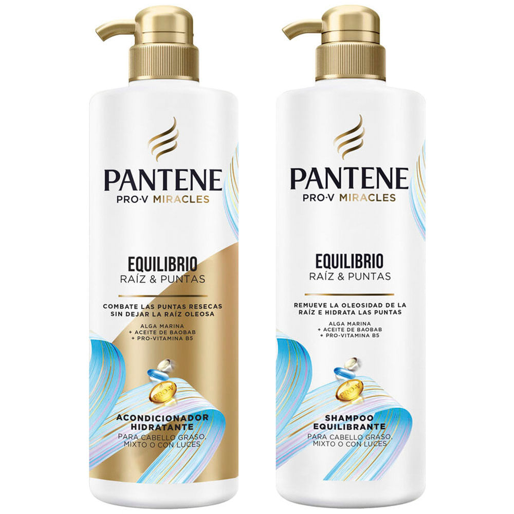 Pack PANTENE Shampoo Pro-V Miracles Equilibrio Raíz y Puntas Frasco 510ml + Acondicionador Hidratante 510ml