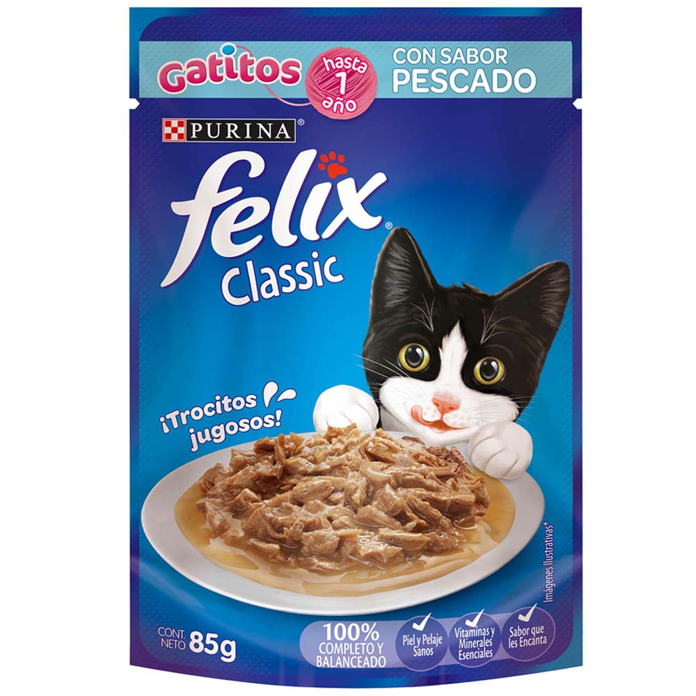 Alimento Húmedo para Gatos FELIX Classic Gatitos con Pescado 85gr