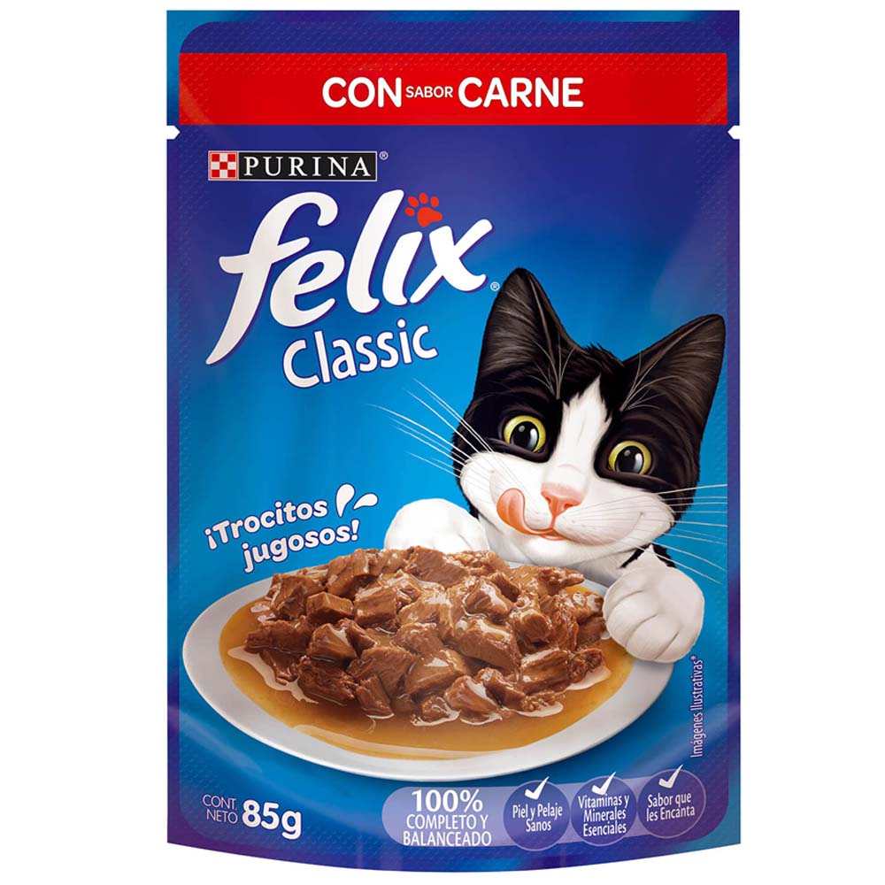 Alimento Húmedo para Gatos FELIX Classic con Carne 85gr