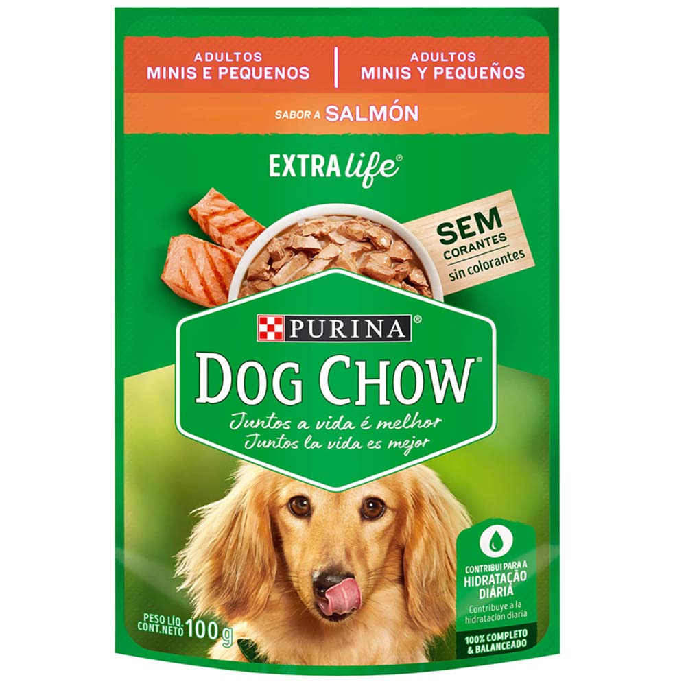 Alimento Húmedo para Perros DOG CHOW Adultos Minis y Pequeños con Salmón 100gr