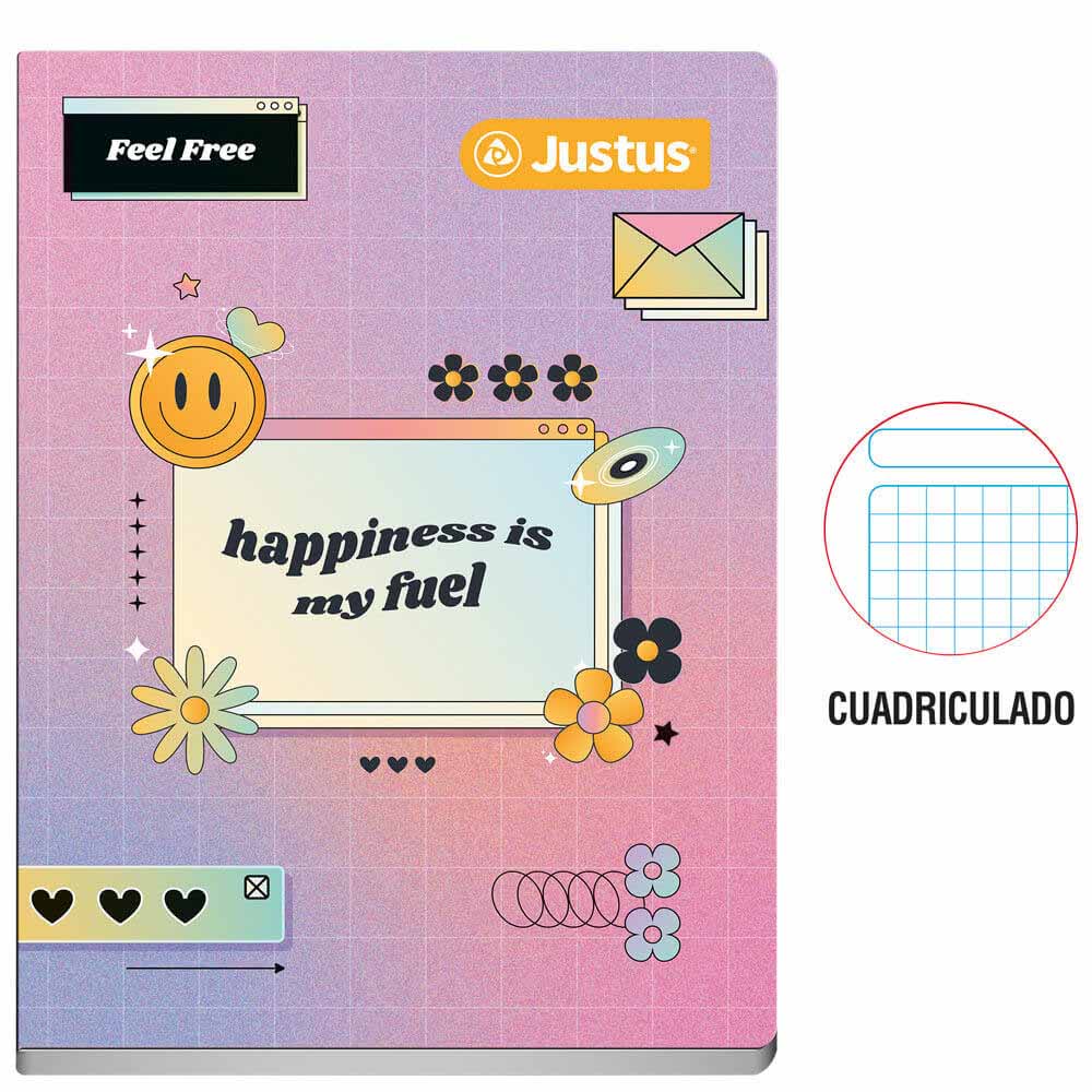 Cuaderno Deluxe Grapados JUSTUS Cuadriculado 80hj Diseño (Modelos Aleatorios) B2S 24