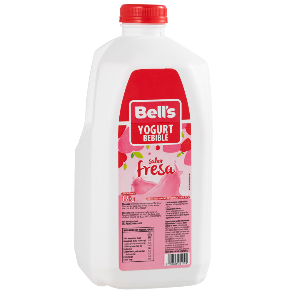 Yogurt Bebible BELL'S Sabor a Fresa Galón 1.7Kg