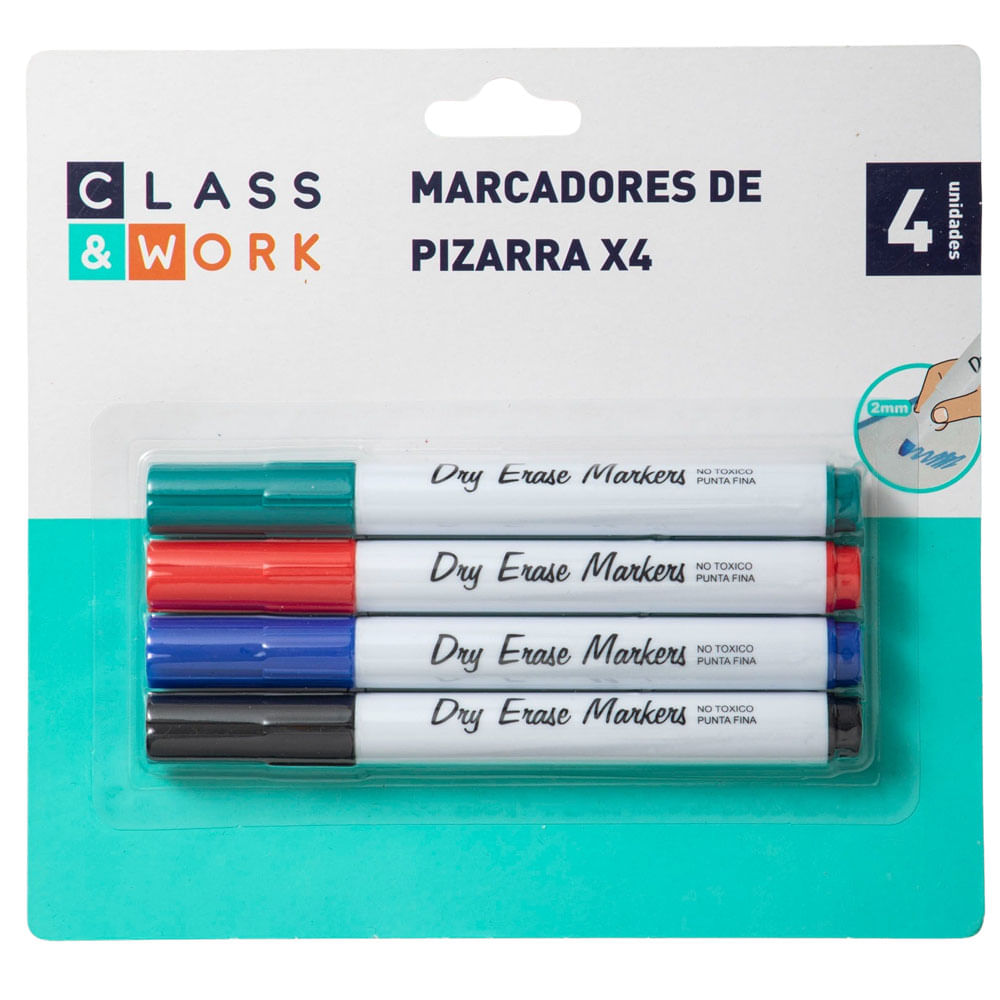 Marcador de Pizarra CLASS&WORK Paquete 4un