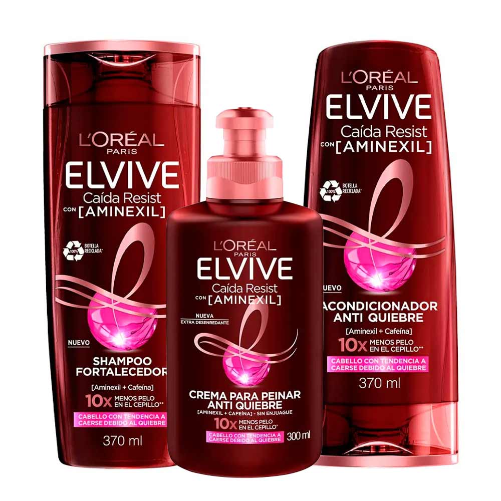 Pack ELVIVE Anti-Caída Aminexil Shampoo 370ml + Acondicionador 370m + Crema para Peinar 300ml