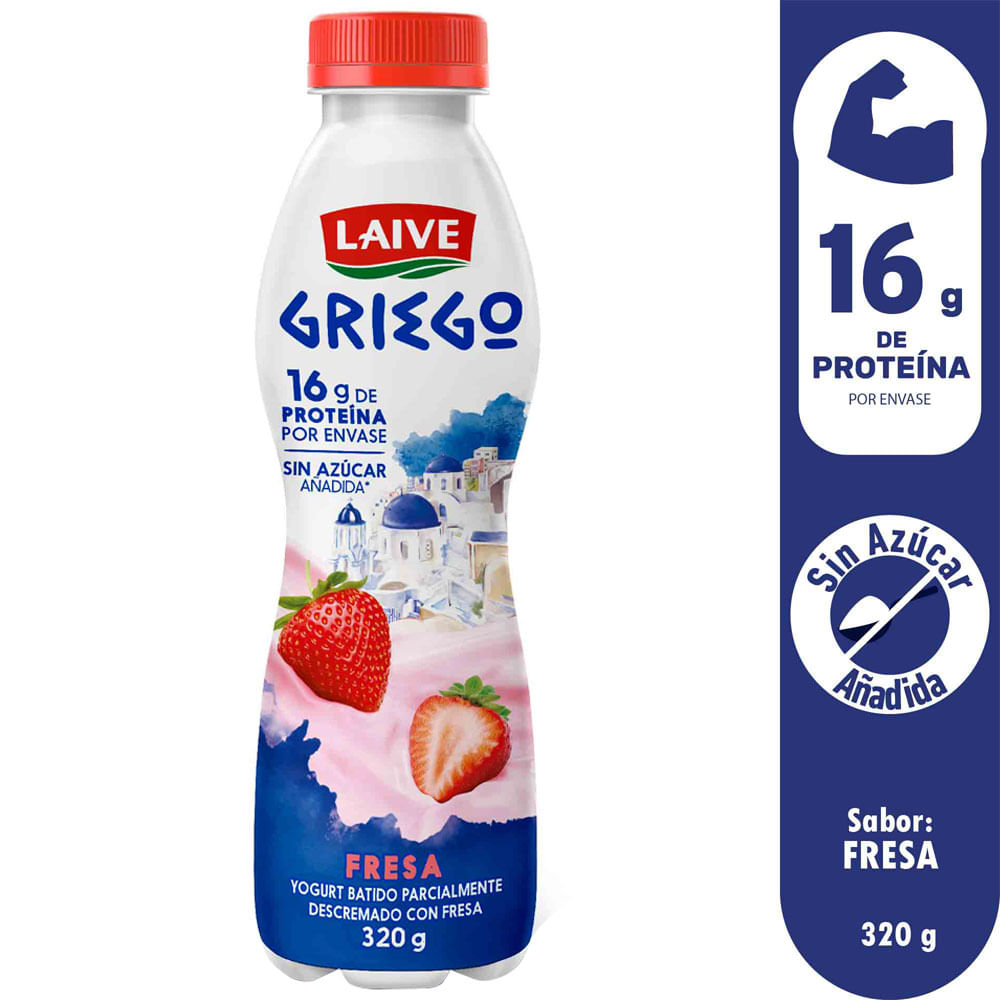 Yogurt Griego LAIVE Sabor a Fresa Botella 320g