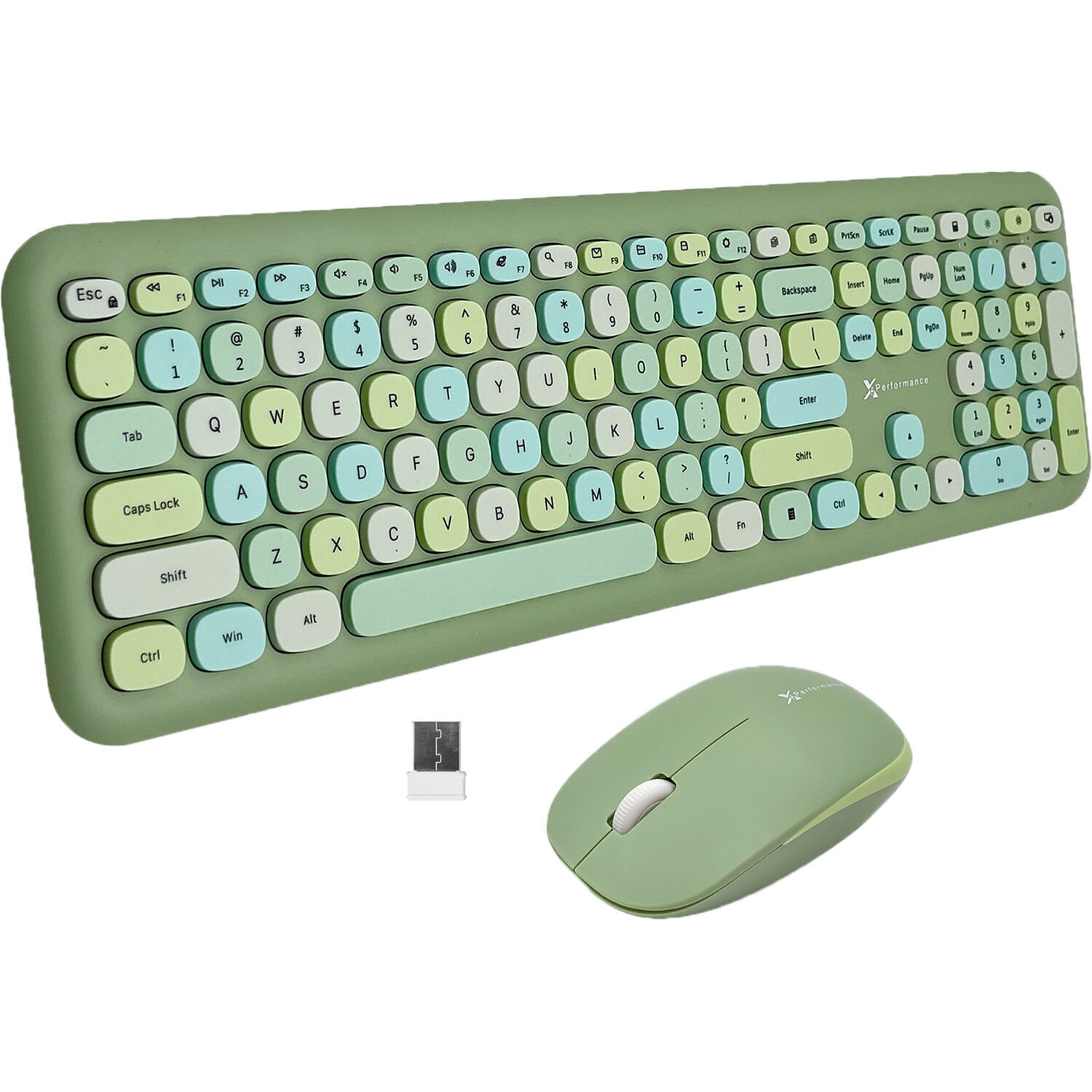 Teclado Y Ratón Inalámbricos X9 Performance Verde Claro