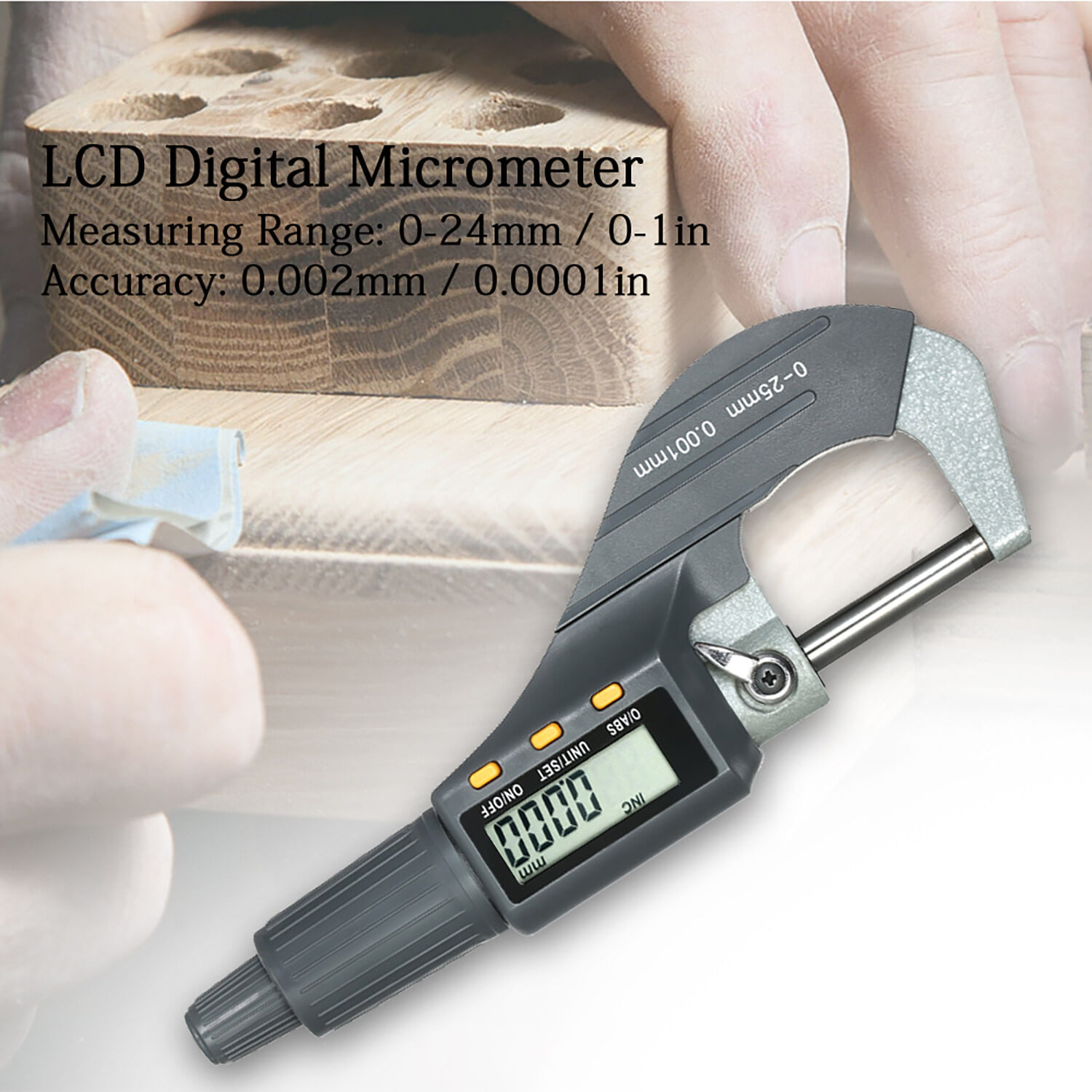 Calibrador Micrométrico Pantalla Digital Electrónica 0-25Mm Alta Precisión 0.001