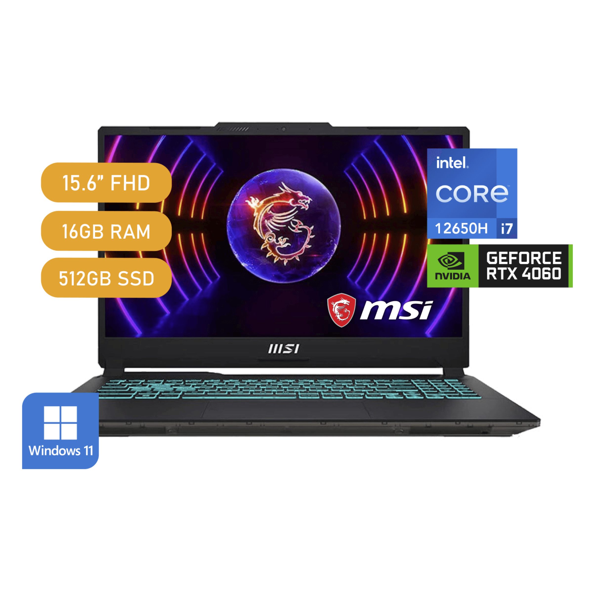 Laptop Msi Cyborg 15 A12vf Intel Ci7 12650h 15.6? Fhd/Ram 16gb Ddr5/512gb Ssd/Rtx 4060 8gb/Win11-Neg