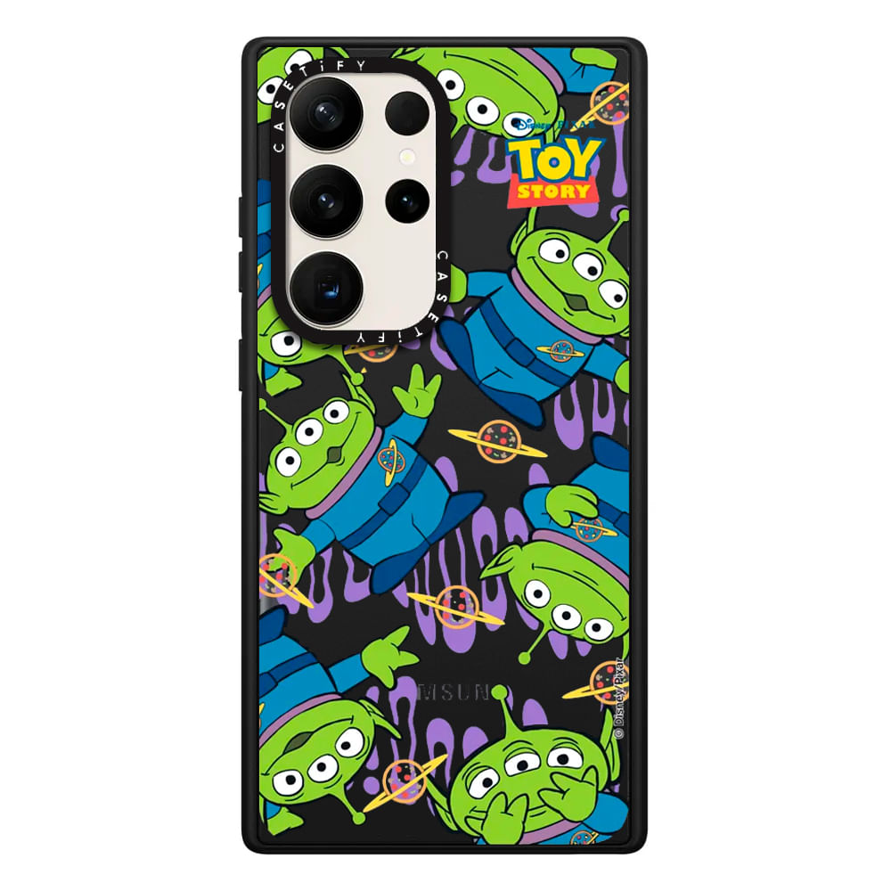 Case ScreenShop Para iPhone S23 Ultra Toy Story Aliens Negro Transparente Casetify