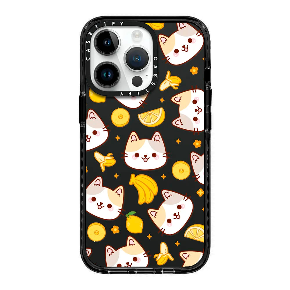 Case ScreenShop Para iPhone 14 Pro Cute Kitten With Lemon Negro Casetify