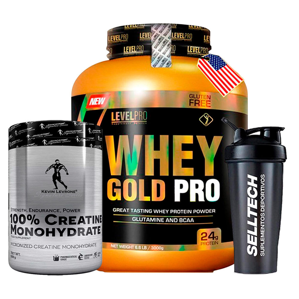 Whey Gold Pro 6.6lb  Chocolate+Creatina Kevin Levrone 500gr