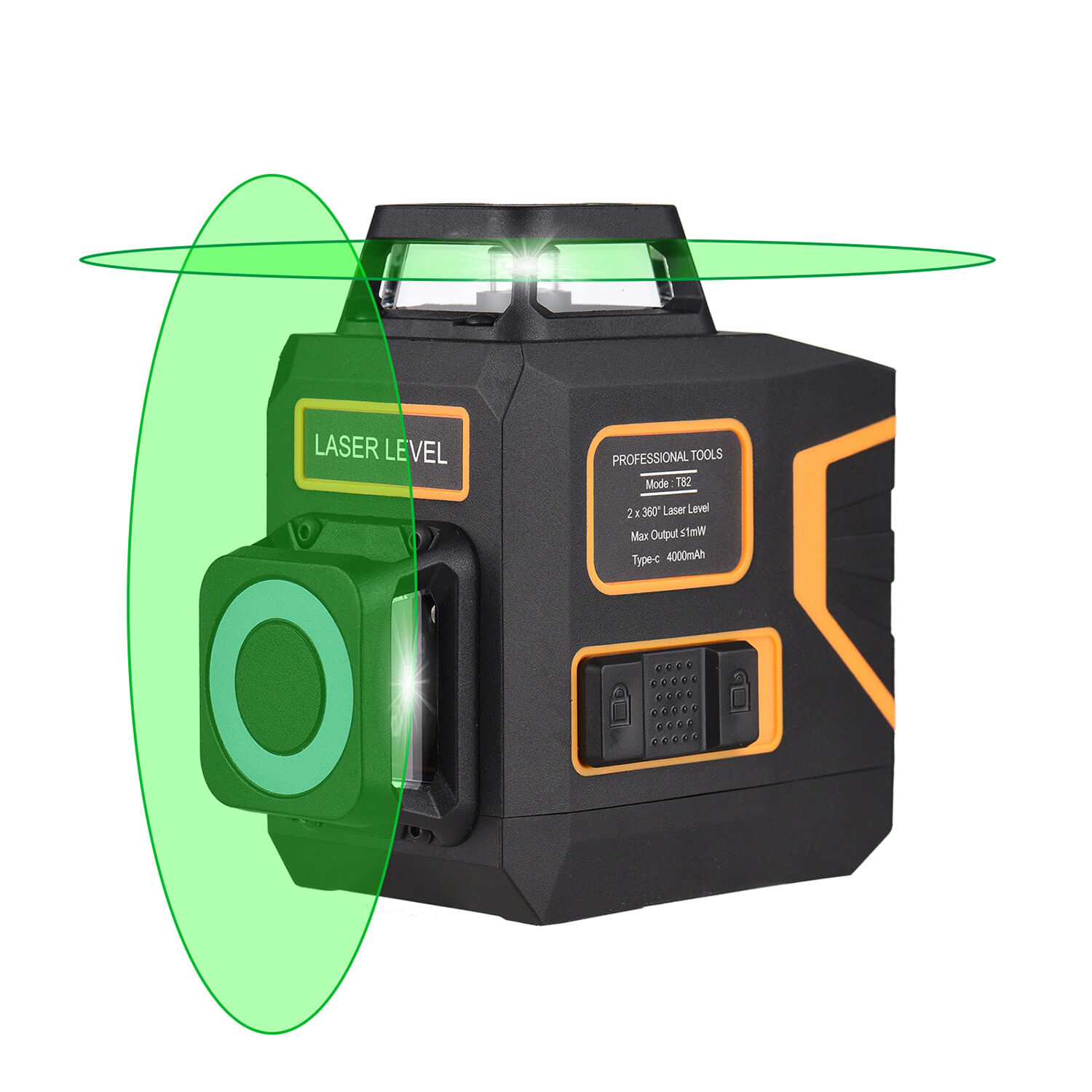 Nivel Láser 2D 2X360° Proyector de Líneas de Marcado de 8 Líneas T82 Luz Verde Con Soporte