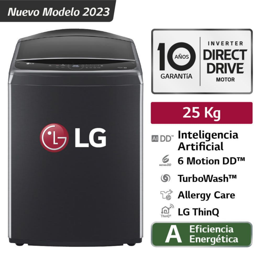 Lavadora LG WT25PBVS6 25Kg Negro metálico
