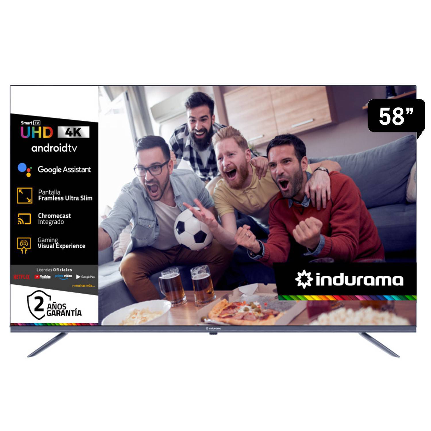 Televisor Indurama 58” UHD 4K Smart TV Android 11 58TIKGFUHD4K