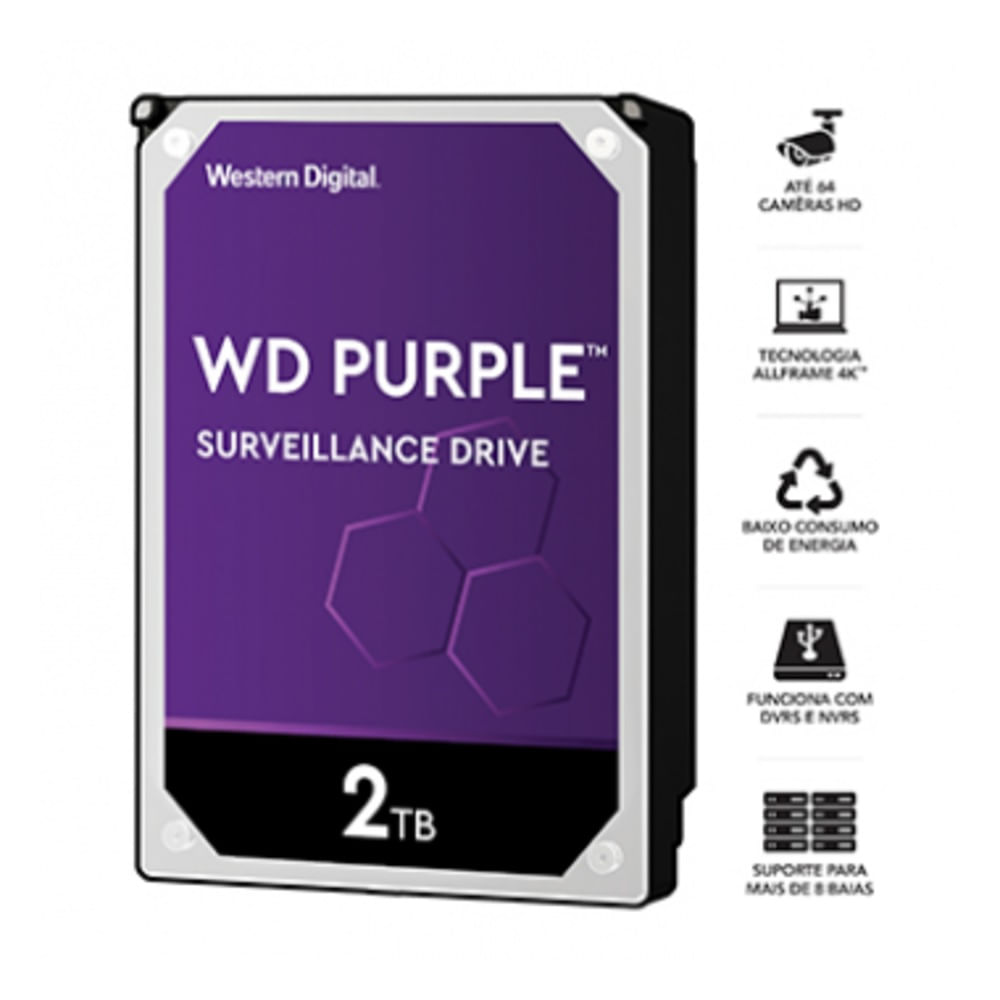 Disco Duro Western Digital Purple 2TB SATA 3.5 Pulg 5400 RPM WD23PURZ