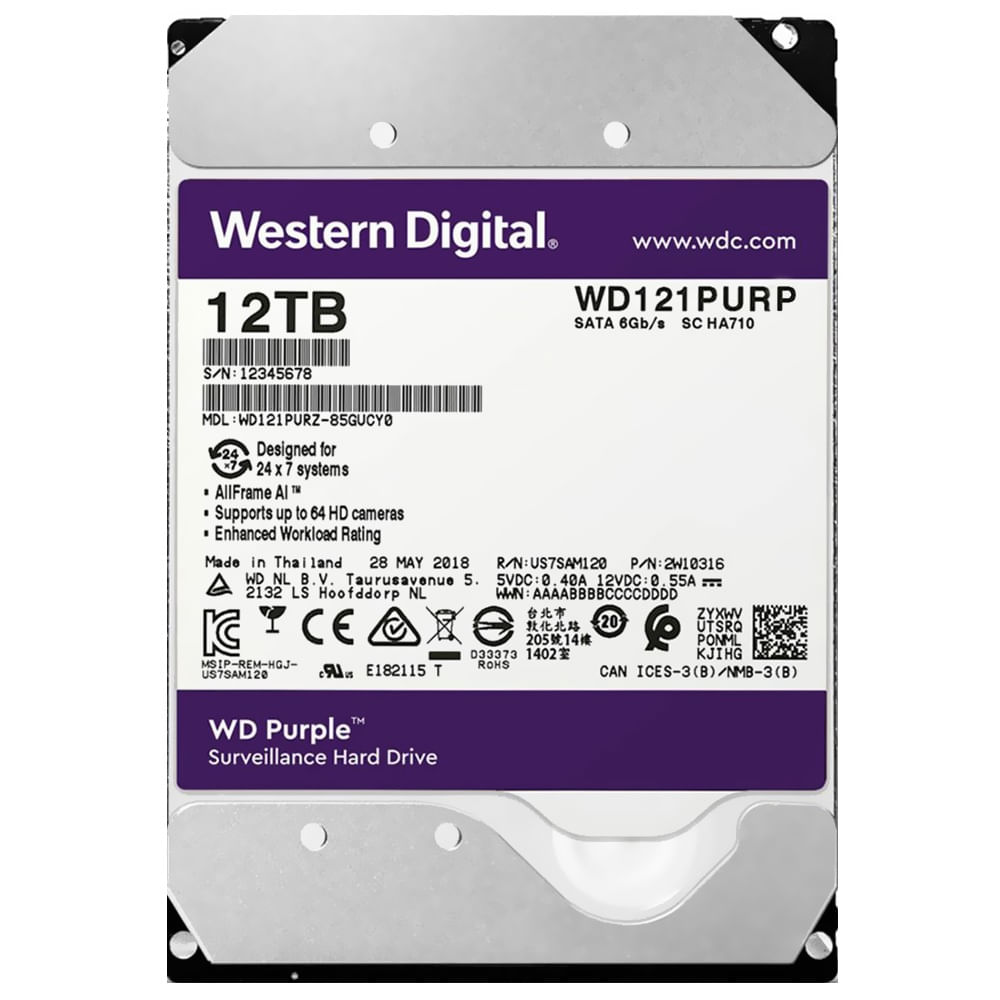Disco Duro Western Digital Purple Pro 12TB Interno SATA WD121PURP