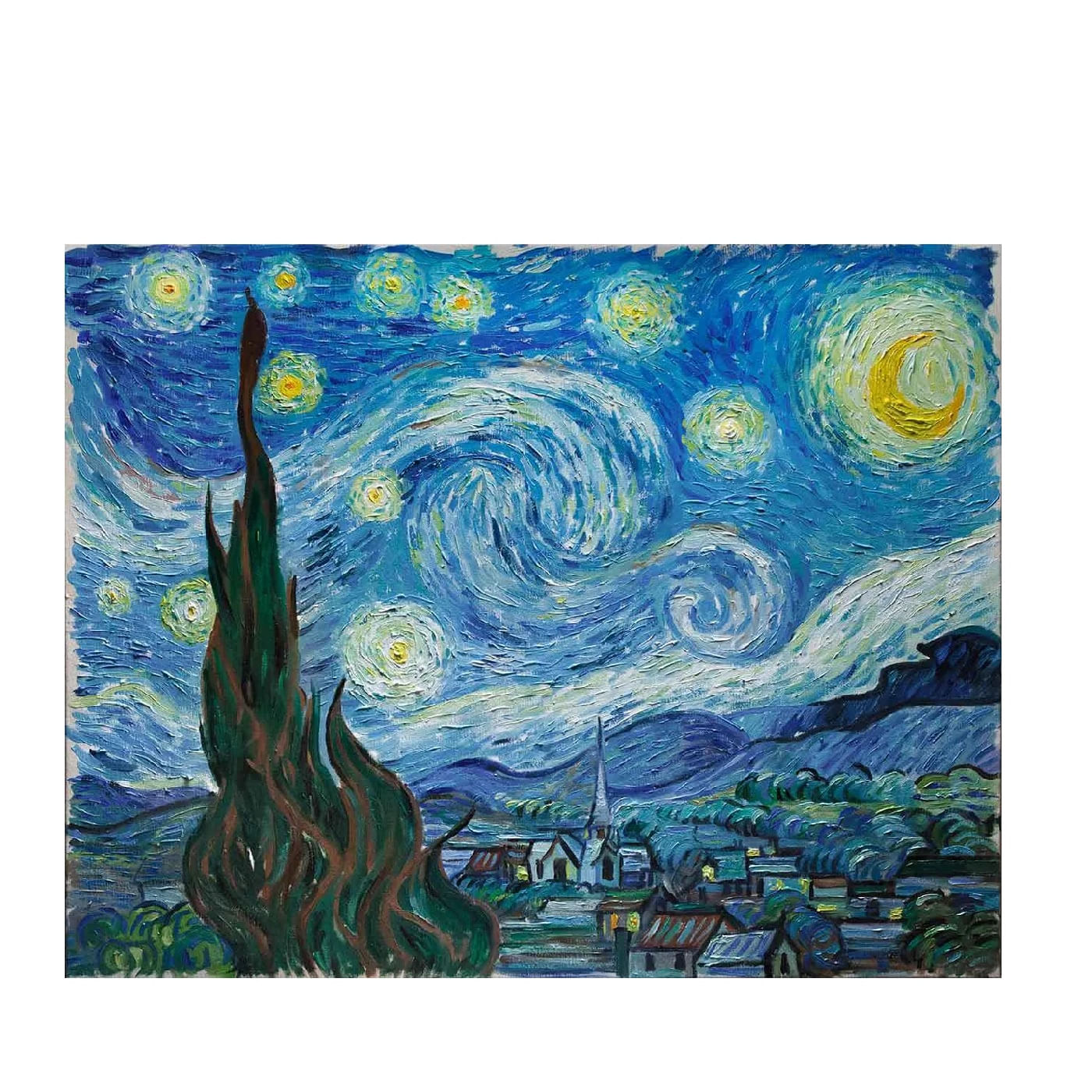 Cuadro Lienzo Pintura Digital con Números Al Oleo Paint By Number La Noche Estrellada