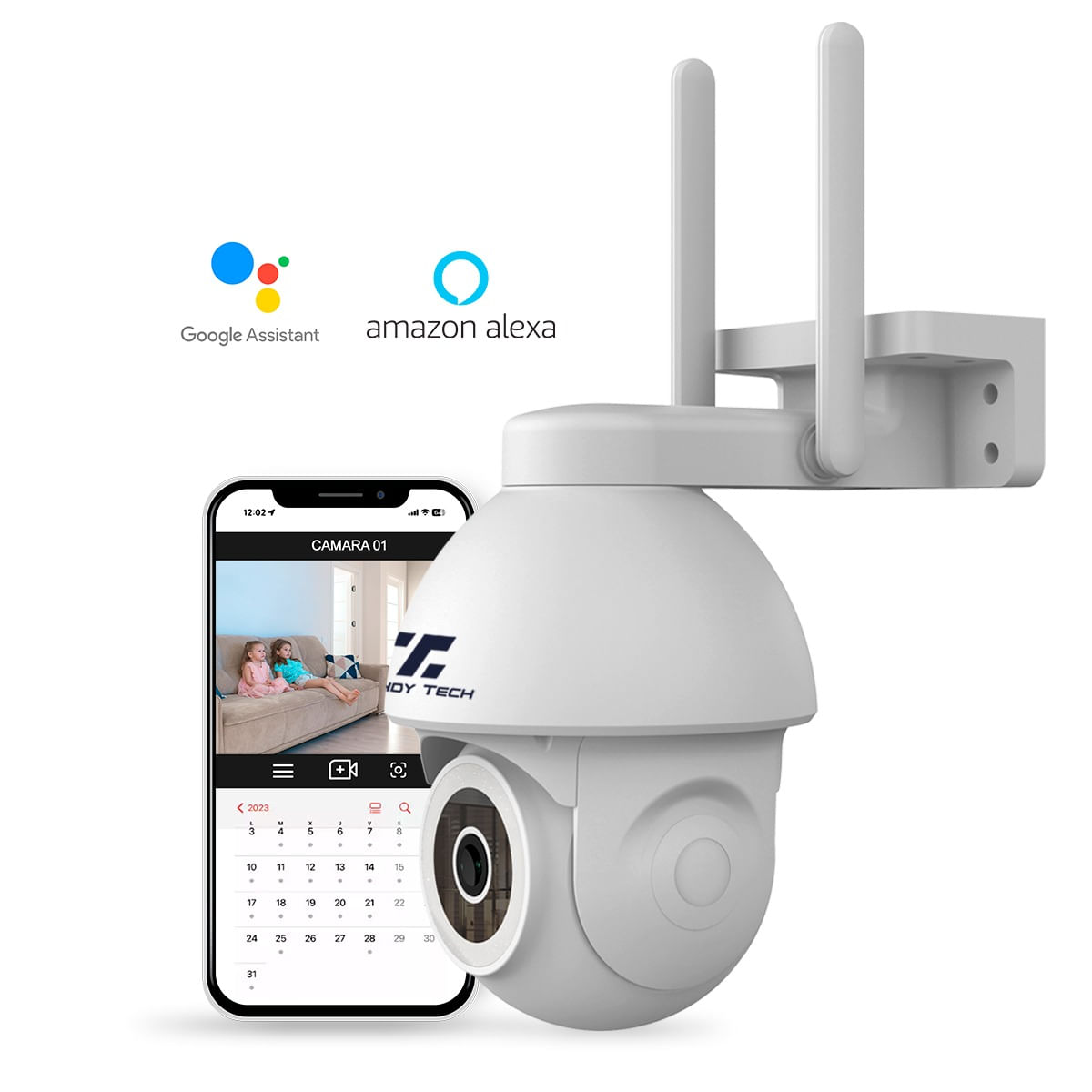 Cámara de seguridad de 4MP, Alexa, visión nocturna a color, detección humana IA, audio bidireccional