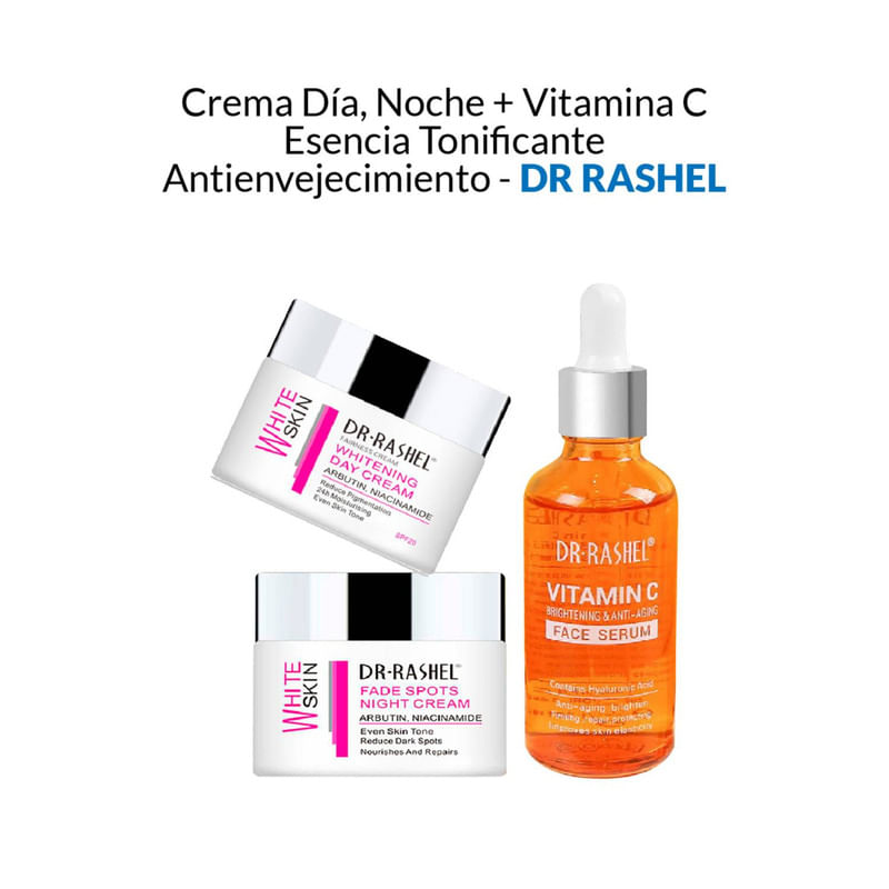 Serum Facial de Vitamina C Iluminador Antiedad Dr Rashel 50 Ml Pack Crema Dia Noche