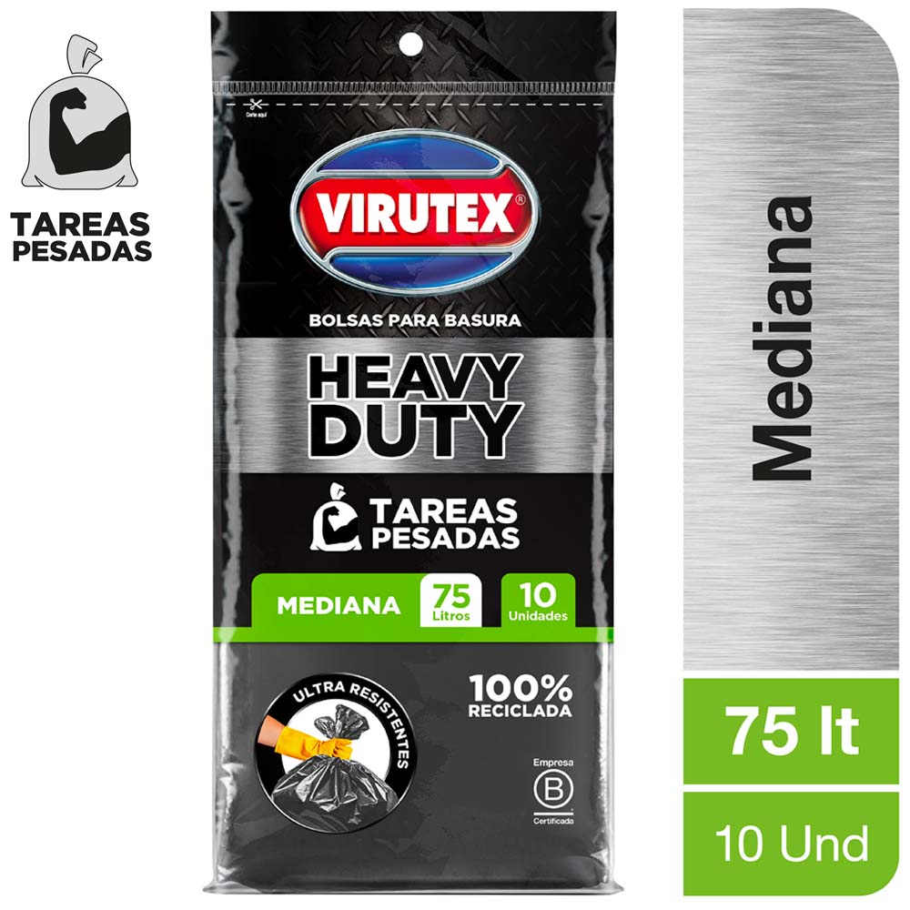 Bolsa de Basura VIRUTEX Heavy Duty 75lt Paquete 10un