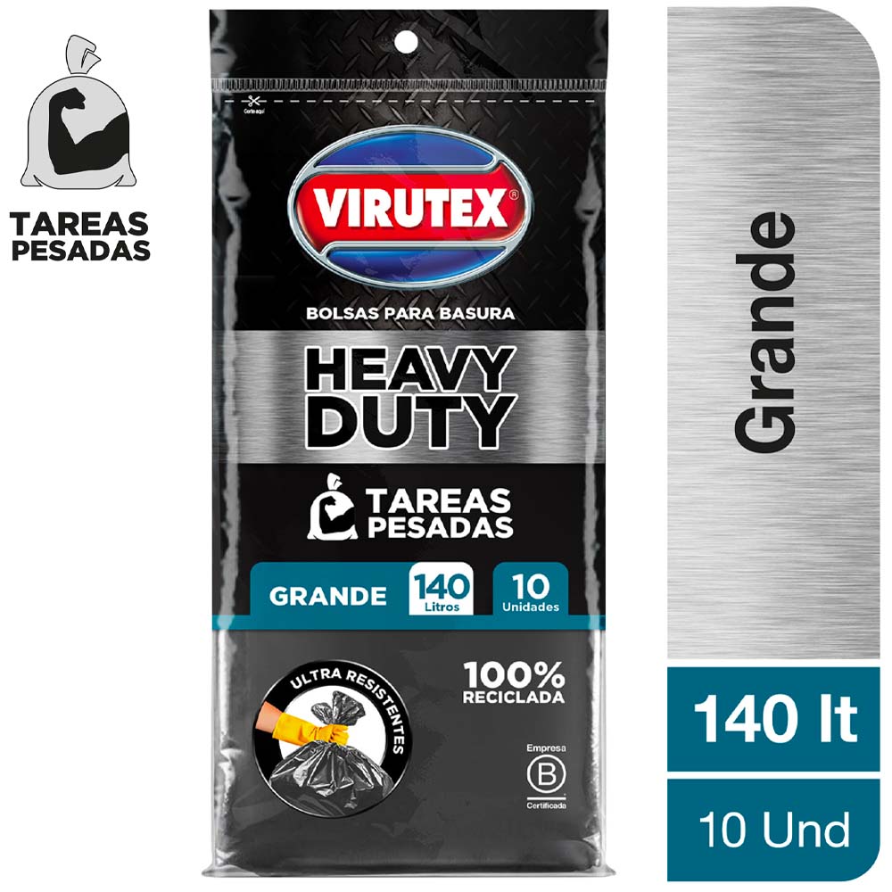 Bolsa de Basura VIRUTEX Heavy Duty 140L Bolsa 10un