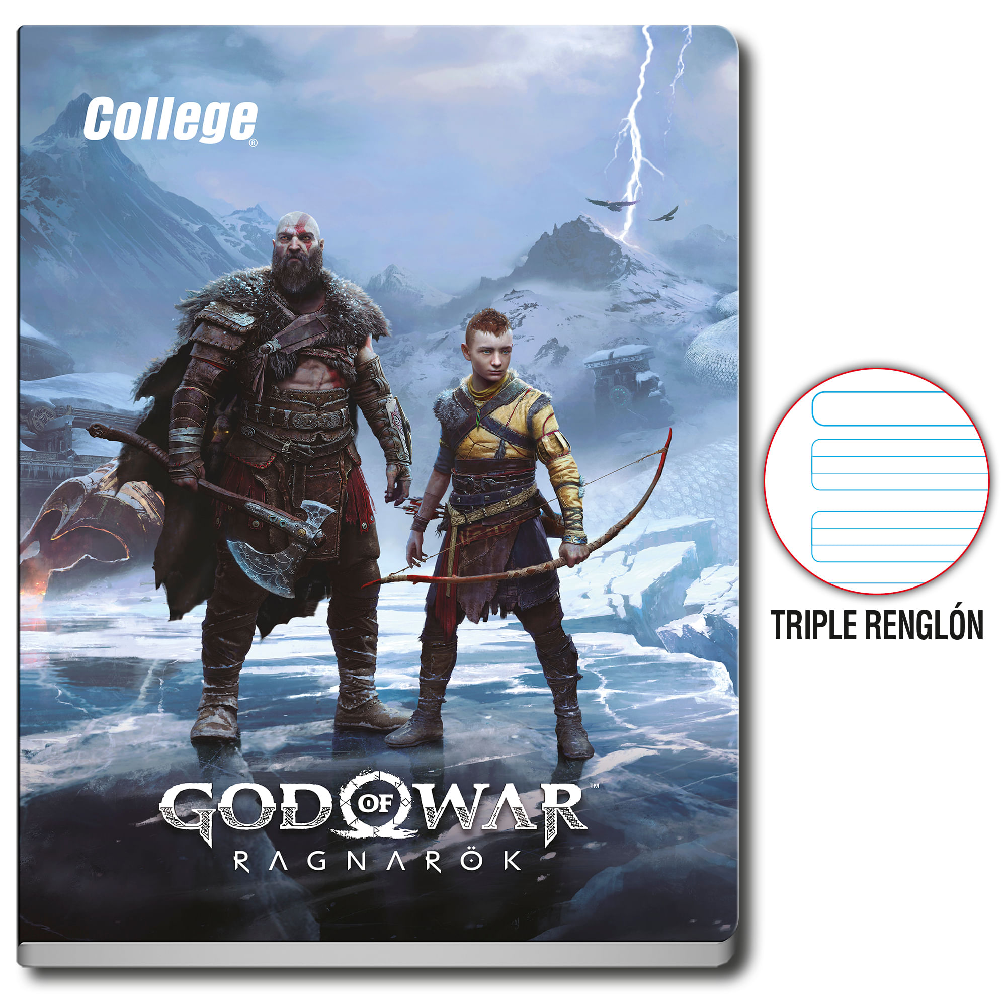 Cuaderno Deluxe Grapados COLLEGE Triple Renglón 80hj Playstation (Modelos Aleatorios)