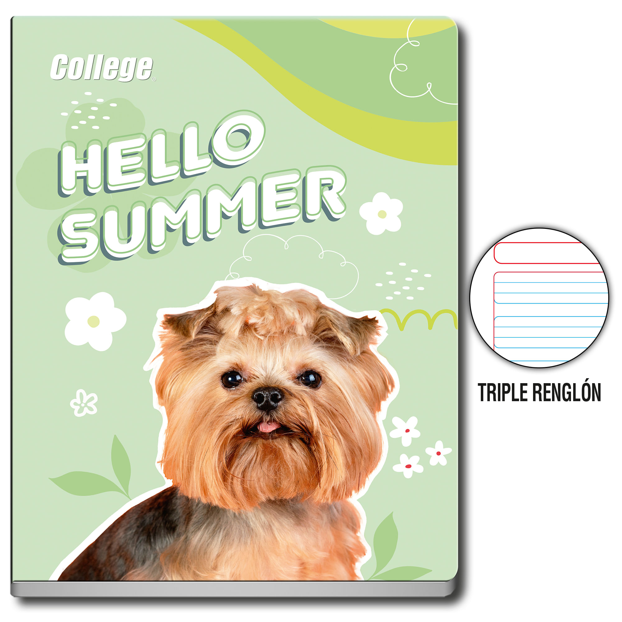 Cuaderno Deluxe Grapados COLLEGE Triple Renglón 80hj Diseño5 Trg Pets (Modelos Aleatorios)