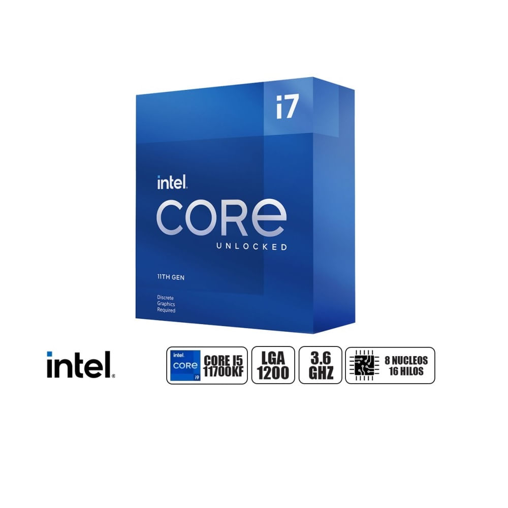 Procesador Intel Core i7 11700KF 3.60 GHz/5.00 GHz 16MB Caché L3 LGA1200 BX8070811700KF