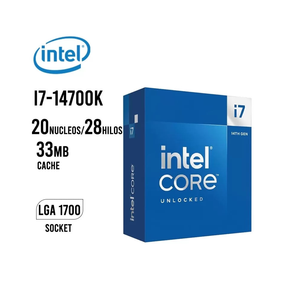Procesador Intel Core i7 14700K 3.40GHz-5.60GHz Cache 33MB LGA1700 BX8071514700K