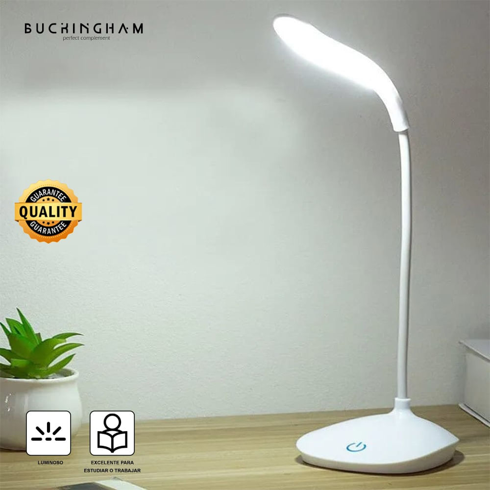 Lámpara de escritorio USB LED flexible Buckingham DYH390005 Blanco