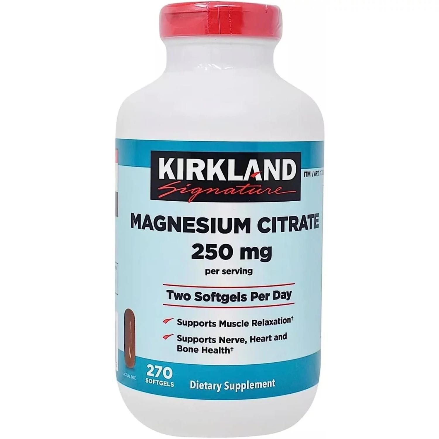 Citrato de Magnesio 250 mg Kirkland - 270 softgel