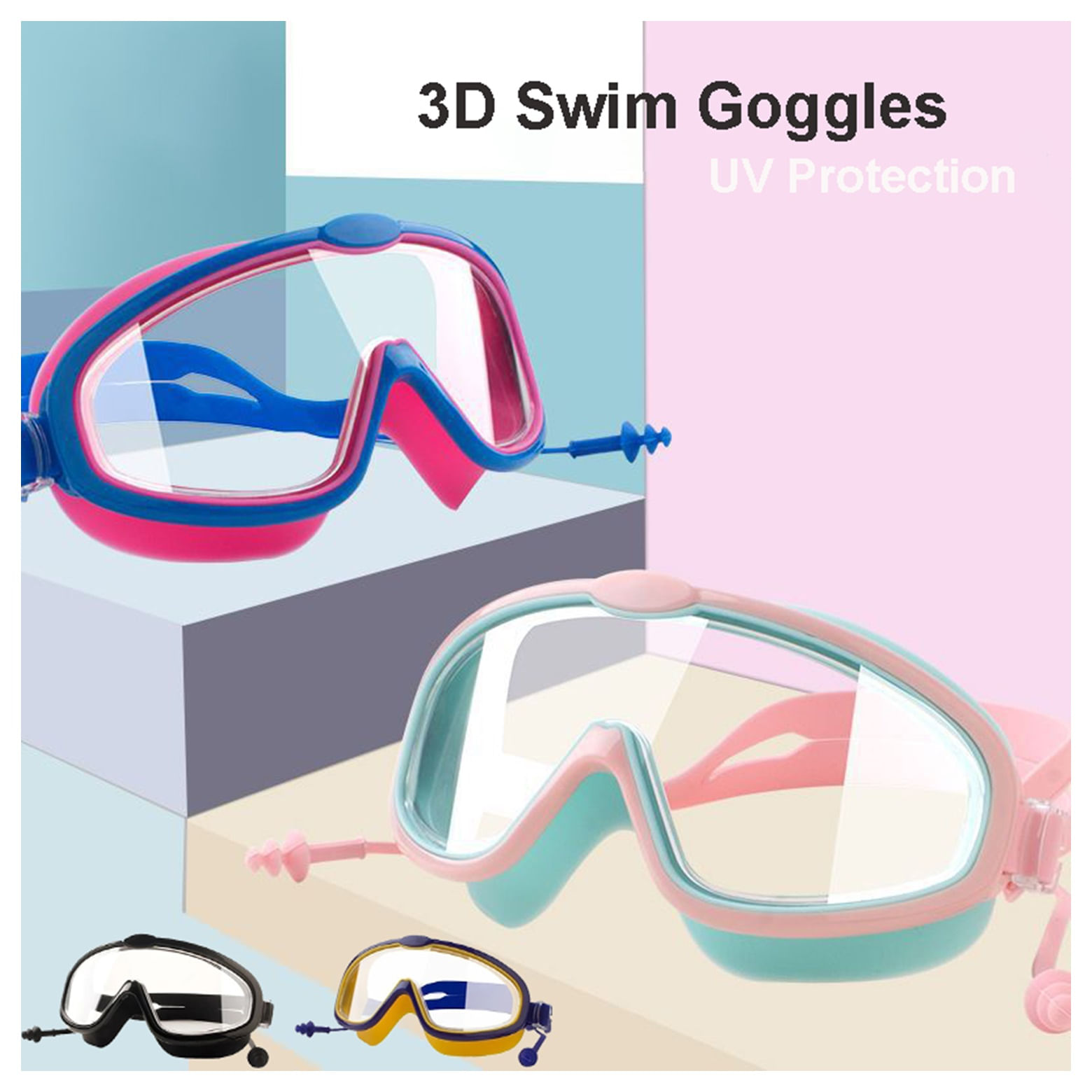 Lentes de Natación Infantil con Proteccion de Oidos para Niñas