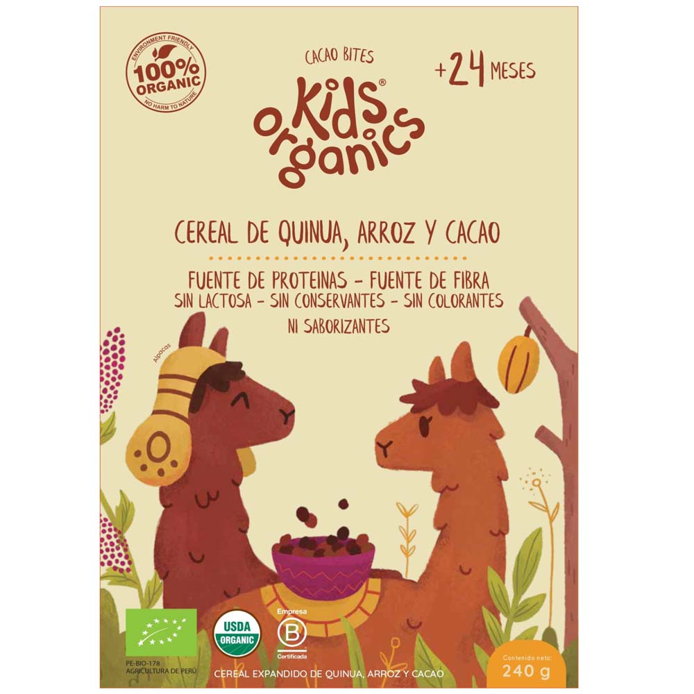 Cereal KIDS ORGANICS Cacao Bites Caja 240g