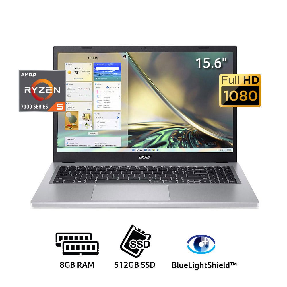 Laptop Acer A315-24P Ryzen 5-7520U  8GB RAM 512GB SSD 15,6"
